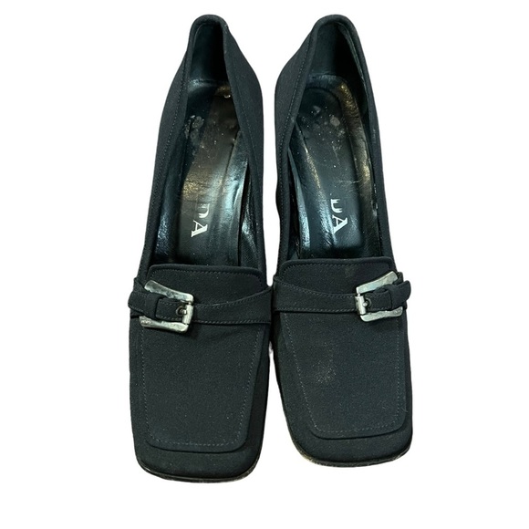 Prada Vintage Black Leather Heeled Loafer - Picture 2 of 8